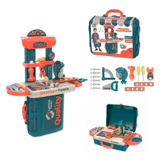 Maleta de Ferramentas Infantil 3 em 1 Multi Montagens Brinquedo Faz de Conta