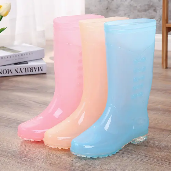 Botas de chuva femininas de cano alto, impermeáveis, antiderrapantes, de secagem rápida, elegantes, de borracha macia e