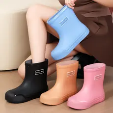Botas de chuva femininas estilo japonês, botas de chuva de cano médio para adultos, macias, antiderrapantes, impermeávei