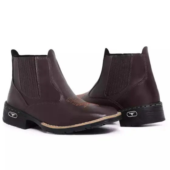 Botina Texana Masculina Bota Bordada Country Confortável Em Couro