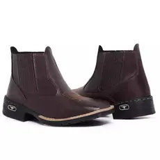 Botina Texana Masculina Bota Bordada Country Confortável Em Couro