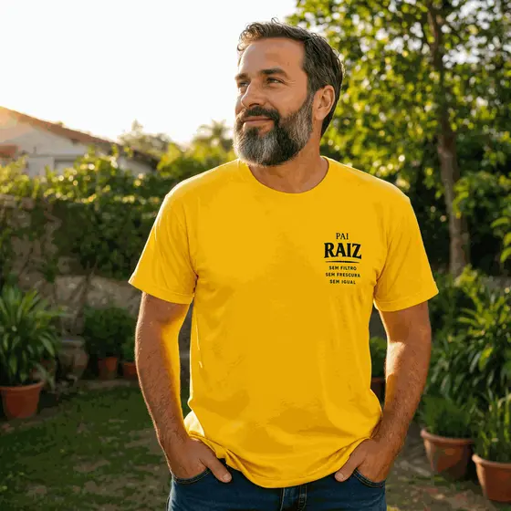 Camiseta Pai Raiz Algodão Premium Estampa Frontal Minimalista Ideal Para Presentear Em Datas Especiais