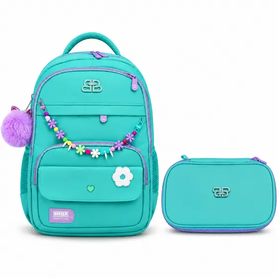 Kit Mochila Escolar Infantil Feminina Estojo Material Impermeável Leve Resistente Compartimento Grande Bolsos Laterais