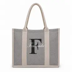 Bolsa Feminina Grande Personalizada Com Nome e Inicial Praia Mercado Viagem Academia Piscina Com Bolso Interno Zíper
