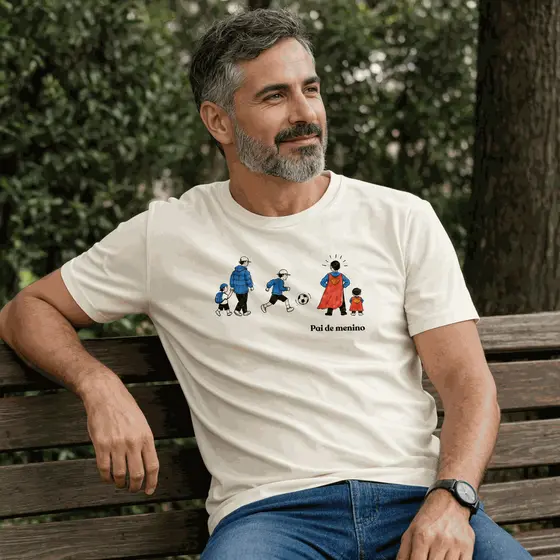 Camiseta Pai de Menino Estampa Super Herói Algodão Presente Criativo Para Pais Amorosos Casual
