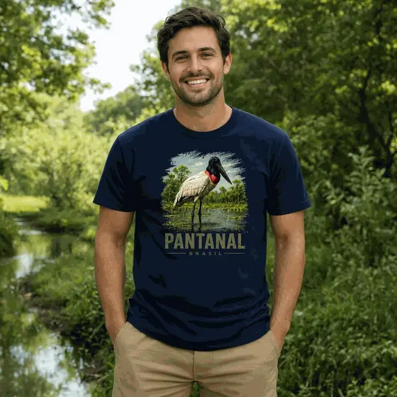 Camiseta Pantanal Brasil Estampa Natureza Algodão Premium Confortável Durável Estilo Casual