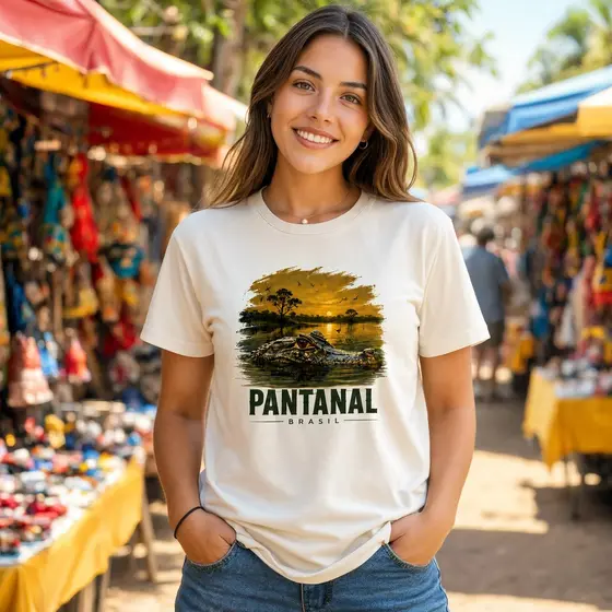 Camiseta Pantanal Brasil Estampa Pantaneira Algodão Premium Toque Macio Uso Casual Exclusivo