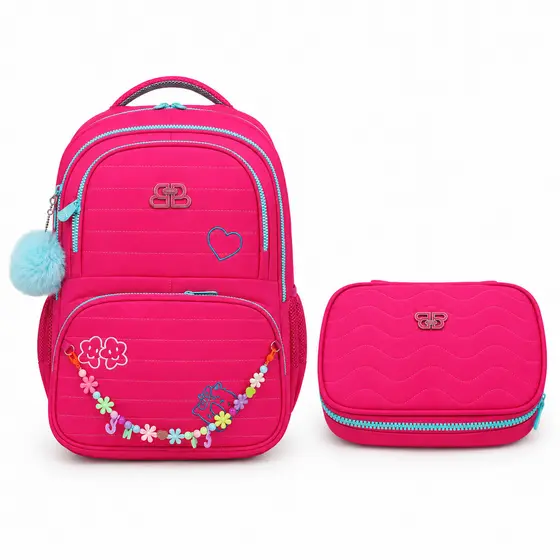 Kit Mochila Escolar Infantil Grande Estojo Organizador Tecido Resistente Impermeável Compartimentos Espaçosos Poliester