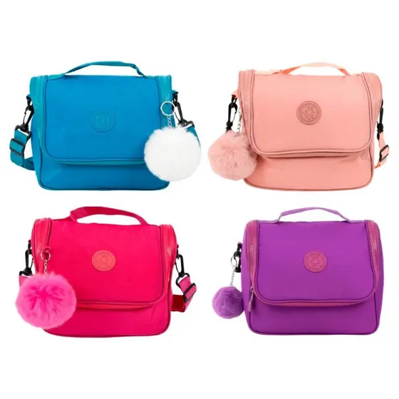 Frasqueira Lancheira Térmica Linha Alça Transversal Grande Acompanha Chaveiro Escola Passeio