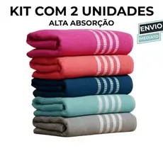 Kit 2 Toalhas de Banho Nina 100% Algodão 120x60cm Macia Secagem Rápida Casa Hotel Spa