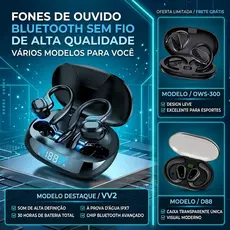 VOKRU fone de ouvido bluetooth sem fio Fone bluetooth barato com clipe para cancelamento de ruído e ganchos de orelha