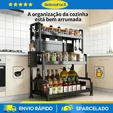 Prateleira Organizadora Cozinha Prateleira de armazenamento multifuncional prateleira porta-tempero de aço inoxidável