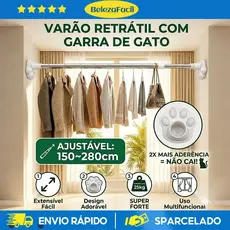 Varão de Secagem de Roupas Ajustável, Varão de Cortina Sem Perfuração,70-120 90-160 110-200 150-280cm