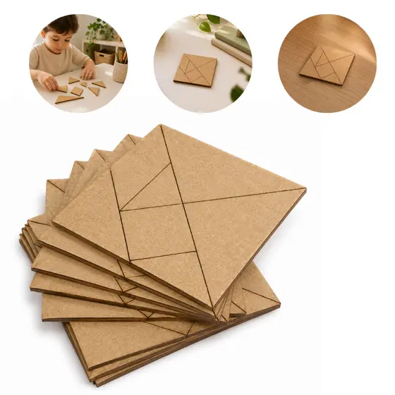 Kit Tangram Animais Em MDF Lembrancinha Educativa 10x10cm