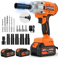 900N.M Parafusadeira Chave De Impacto 48V C/2Bateria + Luz AITOOLZO