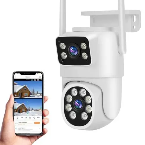 Câmera de Segurança, Wifi 1080p 360° Full Hd Ip Prova D'áGua Infravermelho Ao Ar Livre Hd VisãO Noturna Pode DiáLogo