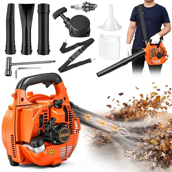 Soprador De Folhas Profissional A Gasolina 25,4cc 2 Tempos,1250W /1.68HP /7500 RPM 900 ML com alça de ombro