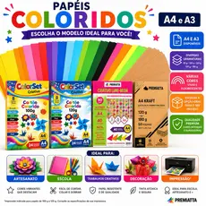 Kit A4 A3 Kraft Fluorescente 75g 100g 120g Papel Artesanato Impressão Papelaria Criativa Escola