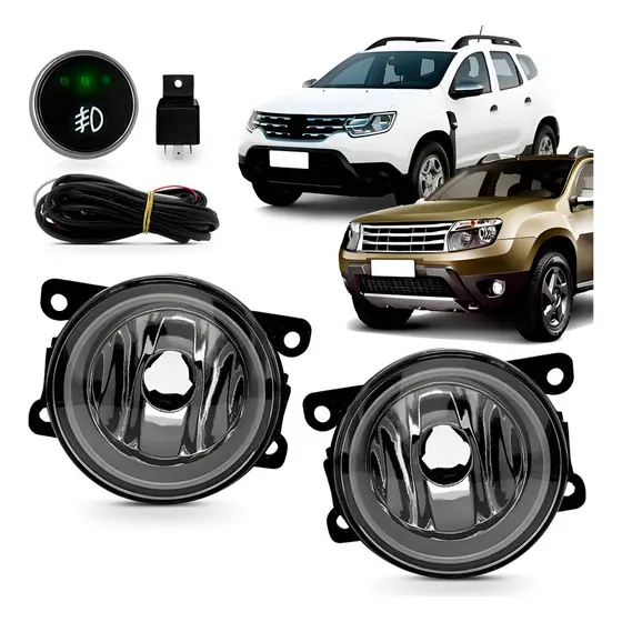 Kit Farol Milha Duster 2011 2012 13 A 2019 2020 Botão Touch