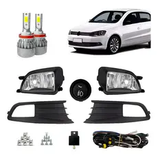 Kit Farol Milha Gol G6 13/16 Moldura Botão Tic Tac Super Led