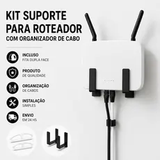 Kit Suporte Roteador Parede Sem Furo Fita Dupla Face Organizador WiFi Universal