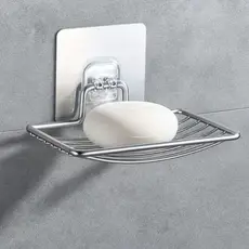 Saboneteira de Inox com Adesivo Forte Sem Furo para Banheiro Cozinha Antiferrugem Preta ou Prata