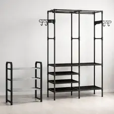 Arara + Sapateira 05 Andares Desmontável Divisórias Guarda Roupa Estrutura Compacta Fácil de Montar