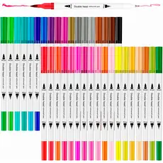Canetas Brush Pen e Ponta Fina Dual 12 24 36 48 Canetinhas Coloridas para Desenho Caligrafia Arte