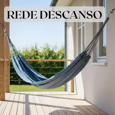 Rede de Descanso Cinza 3,0m x 1,20m – Solteiro com Suporte até 100kg