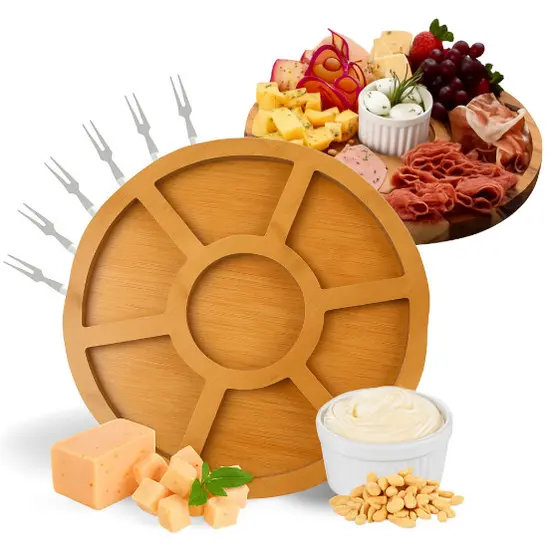 Kit Petisqueira de Madeira com Ramekin e Garfinhos Perfeito para Curtir Petiscos Fim de Semana