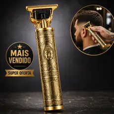 Máquina Cortar Cabelo Profissional Corpo Alumínio Lâmina Inox 1200mAh Sem Fio USB Vintage