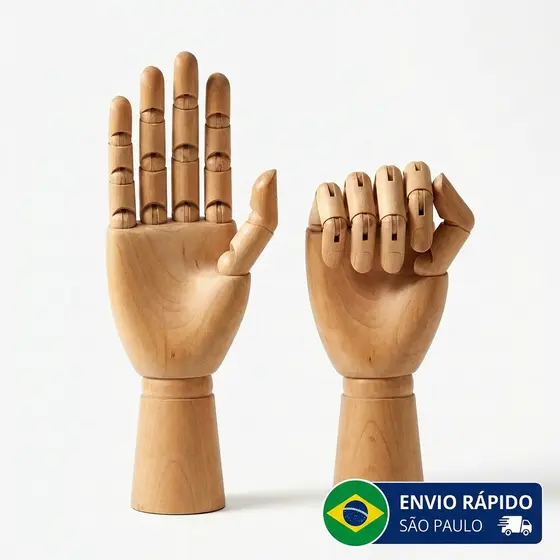 Mão de Madeira Articulada Manequim Desenho Decoração Suporte Anel Joias 25cm 30cm Esquerda Direita