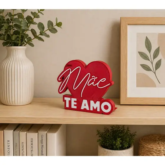 Letreiro Decorativo Coração Dia das Mães Te Amo Presente Carinho