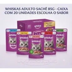 Ração Úmida Whiskas Gatos Adultos Sachê Ao Molho 85g - Caixa Com 20 Unidades - Escolha o Sabor