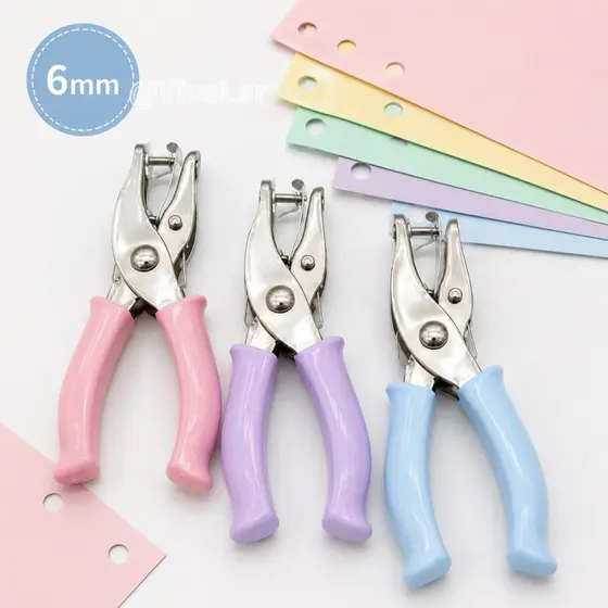 Furador Perfurador de Papel em Metal Tipo Alicate 6 mm Resistente e Prático para Escritório e Escola