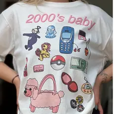 2026 Nova Camiseta Masculino Feminino Oversized Camiseta Oversized Feminina Masculina Unissex 2000 Things - Off-White
