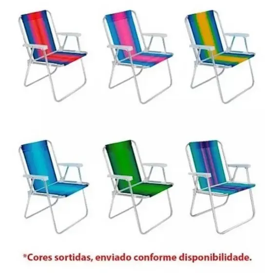 Cadeira de Praia Alta - Confortável, Apoio Total e Super Resistente (Até 110kg) | Cores Sortidas-STY