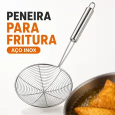 Escumadeira Peneira Fritura Grande Profissional Arame Aço Inox Batata Cozinha Utensilio Espumadeira