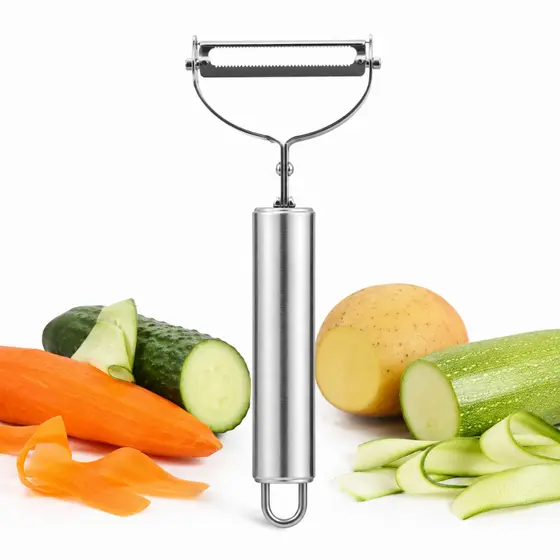 Descascador de Legumes Inox Ajustável Multifuncional Batata Cenoura Frutas Maça