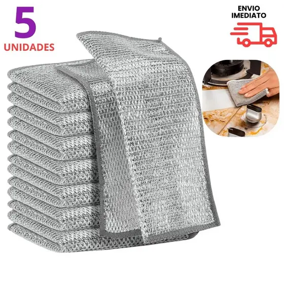 5 10 ou 20 Panos de Aço Limpeza Fibra Metálica Multiuso Prático Limpeza Pesada Utensilios de Cozinha