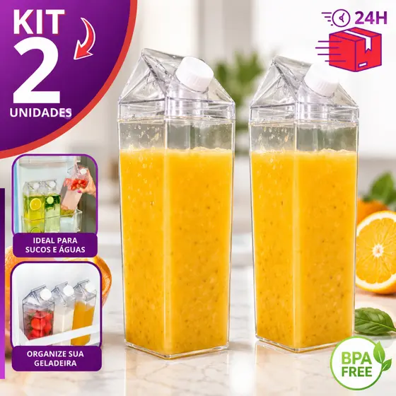 Garrafa 500ml De Acrílico Transparente Caixa De Leite Geladeira Leite Suco Bebidas Água Chá