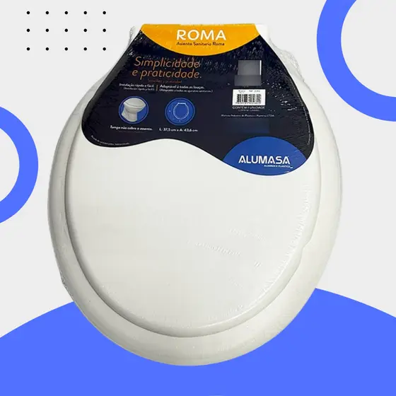 Assento Sanitário Roma Confortável Oval Tampa de Privada De Vaso Universal Todas As Marcas Alumasa