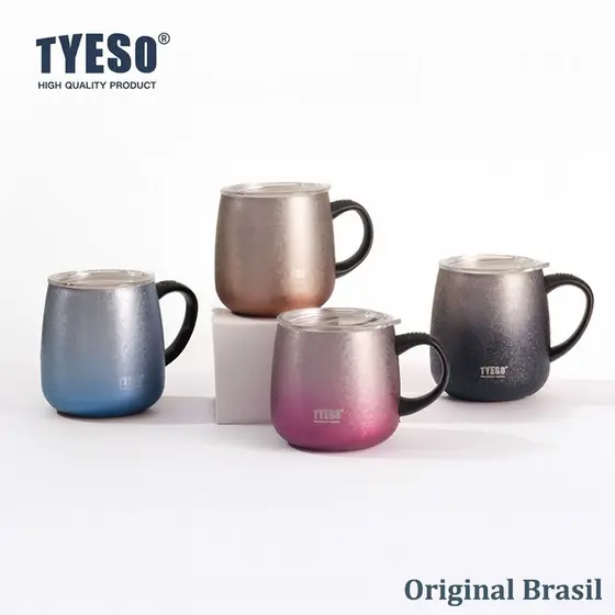 TYESO Caneca Térmica Copo de Caneca de Aço Inoxidável 355ml  Não Vaza Mantém Quente/Frio 12h