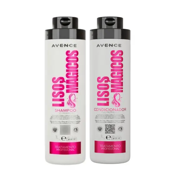 Kit Shampoo + Condicionador 1L Lisos Mágicos Avence Hair Efeito Liso Prolongado Tratamento de Salão