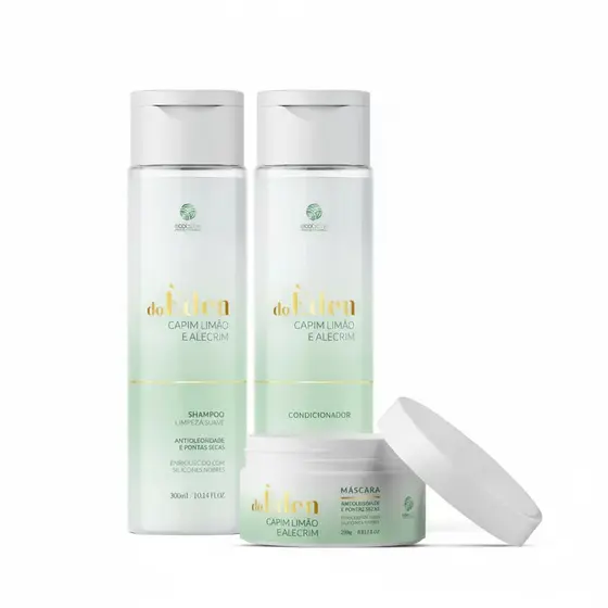 Kit Shampoo Condicionador e Máscara Capim-limão E Alecrim – Controla Oleosidade, Fortalece, Recupera