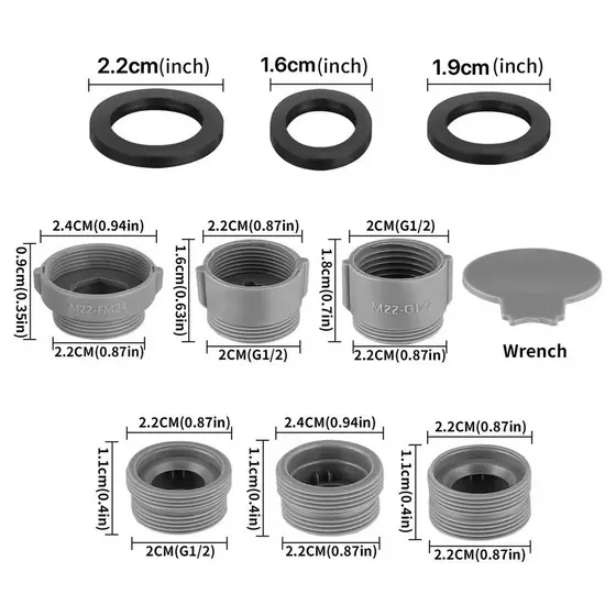 Kit de Adaptador de Torneira - Conjunto de 5 Peças de Adaptadores de Aerador Masculino e Feminino para Torneiras de