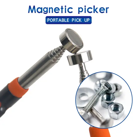 Um Conjunto De Vara De Captação Magnética Retrátil , Ferramenta Telescópica Em Forma De Caneta Para Fácil Recuperação De