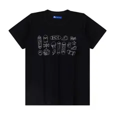 Camiseta T-shirt Infantil Algodão Estampada Skate Icons Preta - 3 ao 14