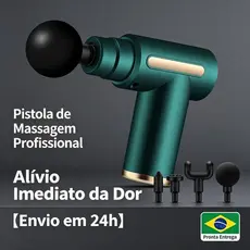 Pistola Massageadora Profissional Massageador Elétrico Relaxamento Alívio De Dor Muscular 4 Cabeças Recarregável USB