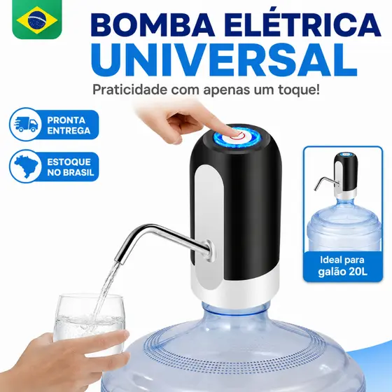 Bomba De Água Elétrica Recarregável Para Galão De 20L Bebedouro Automático Universal USB Prático